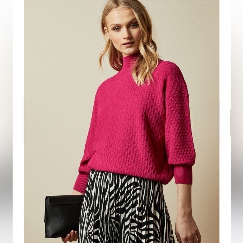 Ted Baker IMOGINN Stitch detail chunky knit jumper sweater pink 6